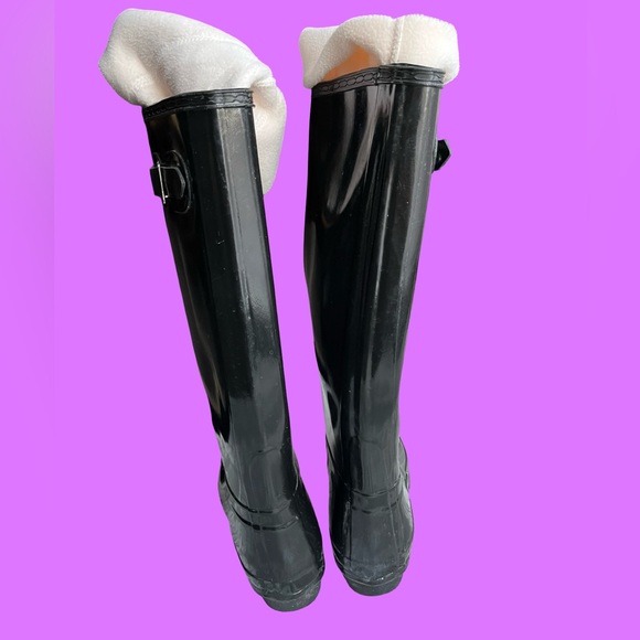 Hunter Glossy Black Knee-High Boots with Boot Liners - Picture 4 of 8